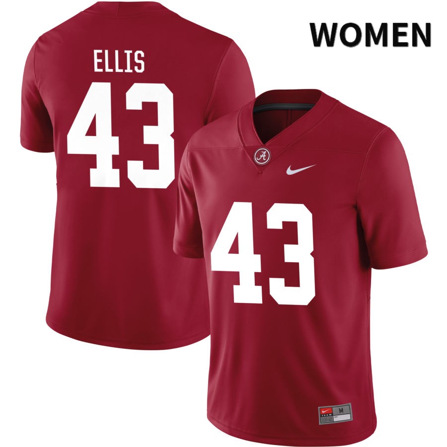 Alabama Crimson Tide Women's Robert Ellis #43 NIL Crimson 2022 NCAA Authentic Stitched College Football Jersey TL16B12LF